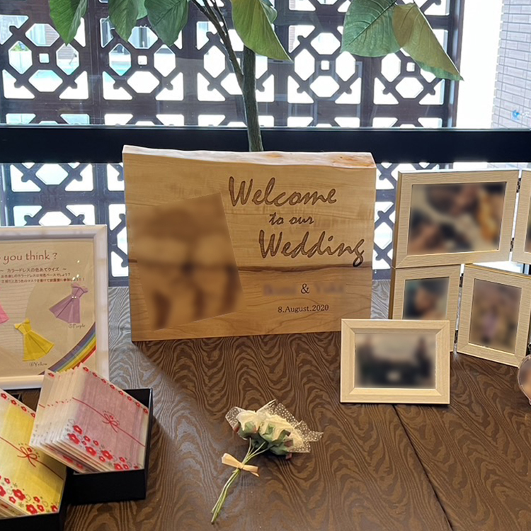銘木のウェルカムボード・結婚証明書